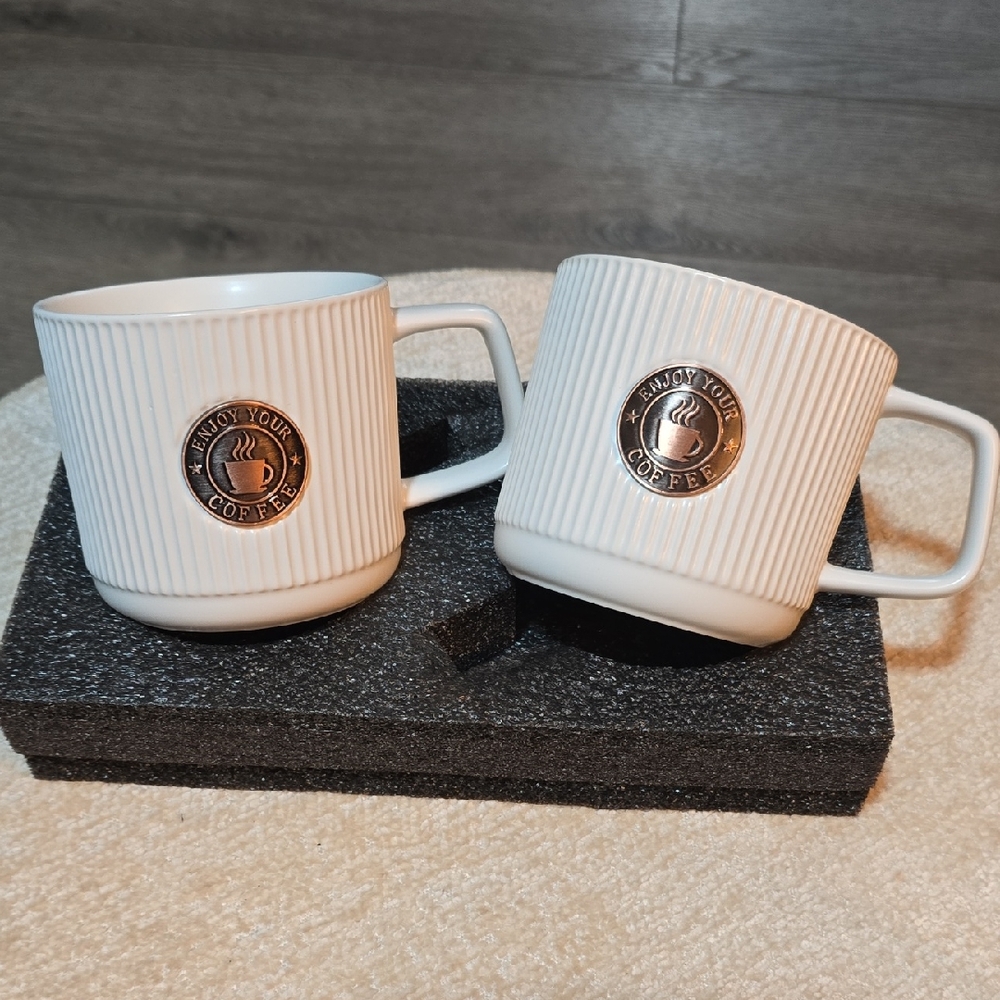 Topadorn Ceramic Coffee Mug 13 Oz Mug with Gift Box, Set of 2